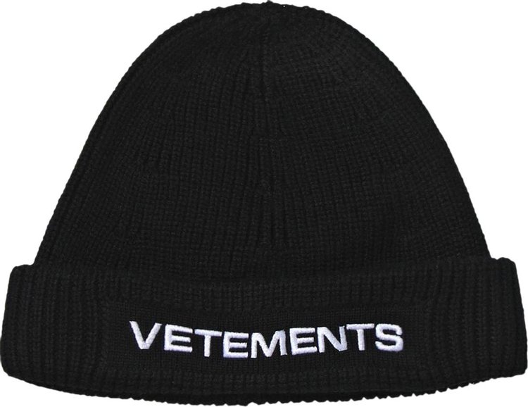 Шапка Vetements Logo 'Black', черный 20fw men women sleeves woven white letter mark vetements turtleneck 1 1 vtm sweatshirts vetements gothic logo hoodie