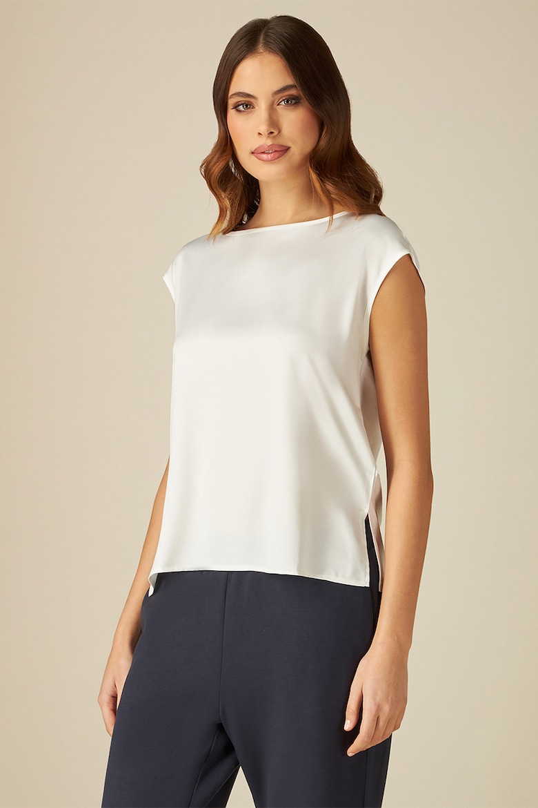 Атласная блузка с короткими рукавами Oltre, белый