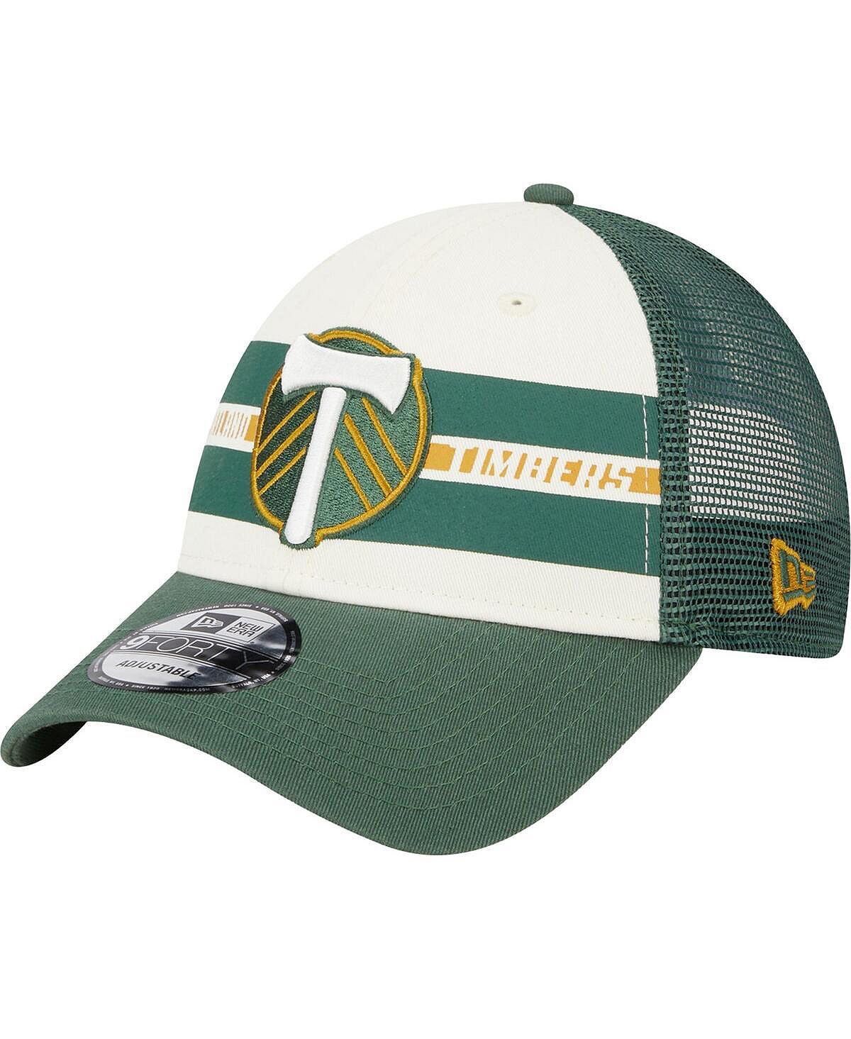 

Мужская бело-зеленая кепка Portland Timbers Team Stripes 9FORTY Trucker Snapback New Era