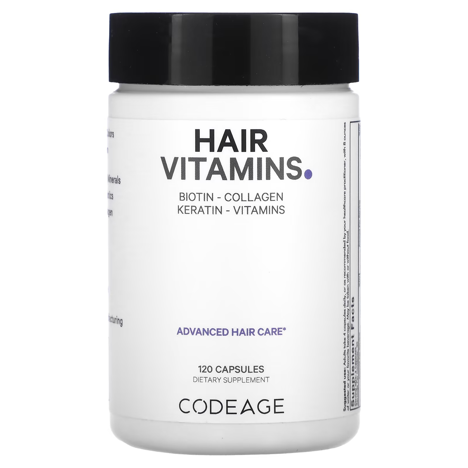 Витамины для волос 120 капсул Codeage codeage витамины комплекс метилфолата группы b 120 капсул
