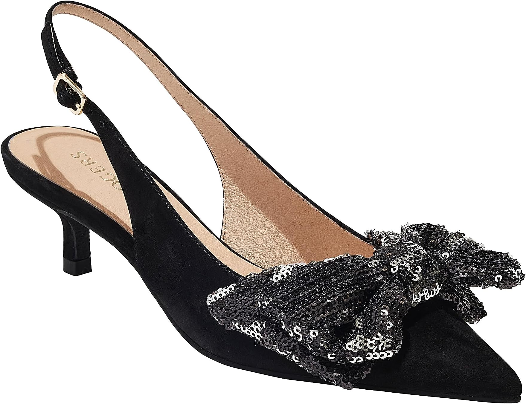 

Туфли Debra Sling Back Kitten Heel Suede/Sequins Jack Rogers, черный