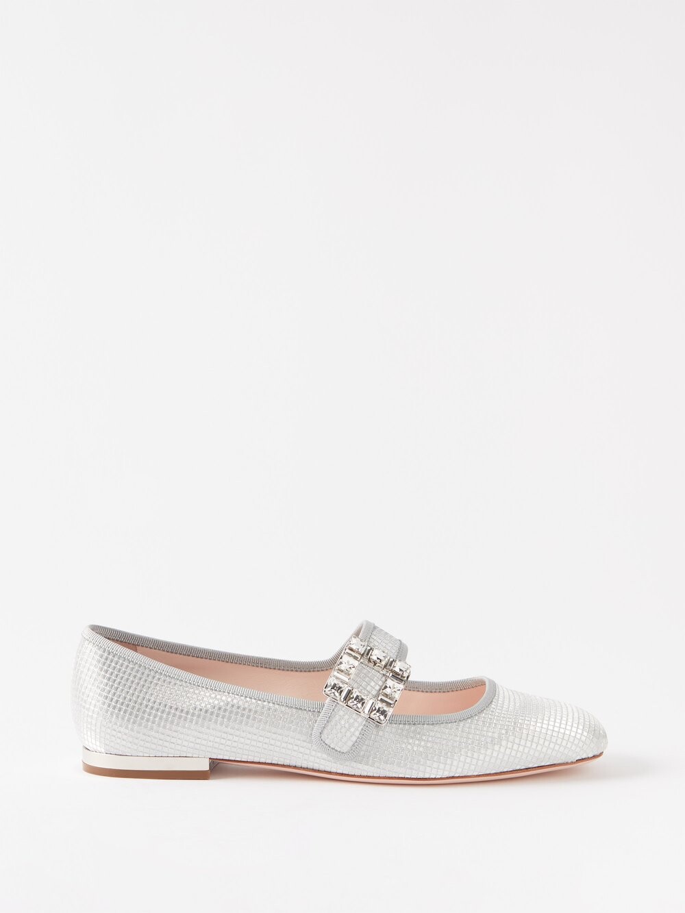 

Сатин-жаккардовые балетки tres vivier mary jane Roger Vivier, серебряный