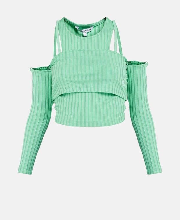 

Топ с открытыми плечами Calvin Klein, лаймовый