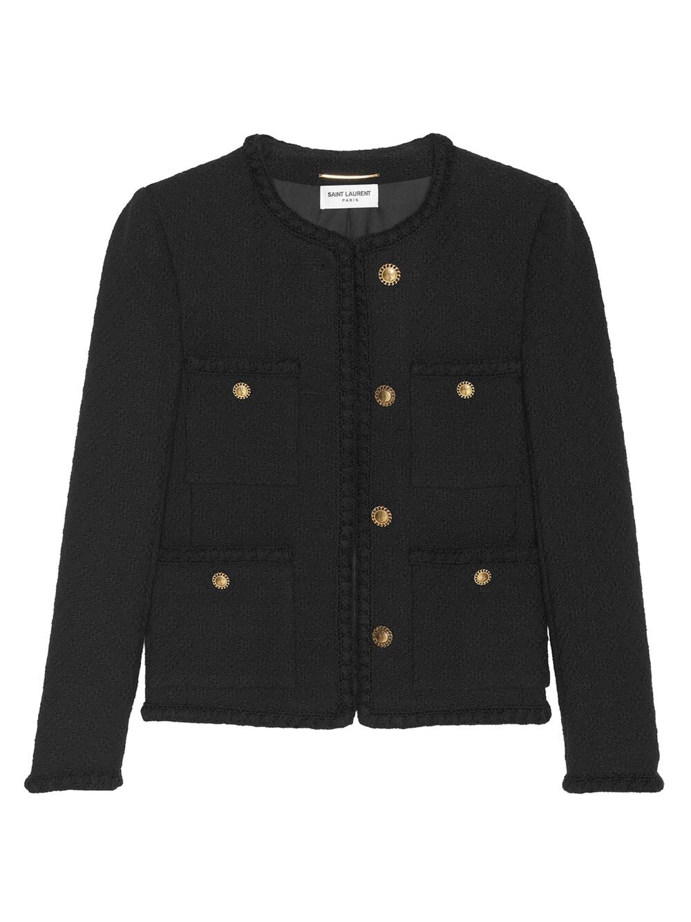 

Короткая куртка из твидового жакета с ромбовидным тиснением Saint Laurent, Черный