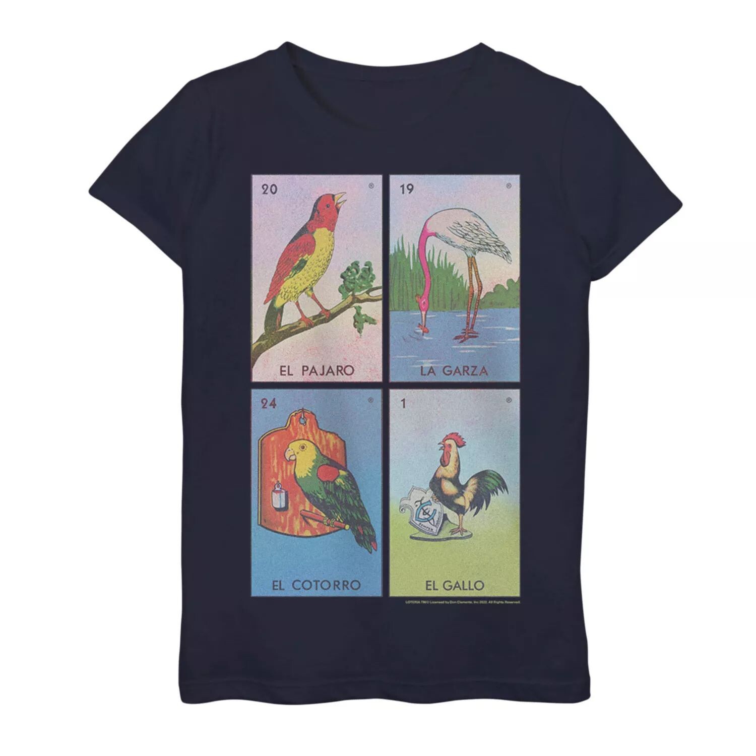 

Футболка с плакатом и графическим изображением для девочек 7–16 лет Lotería Birds Licensed Character