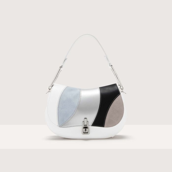 Кожаная сумка в стиле пэчворк «Калейдоскоп» Coccinelle MAGIE KALEIDOSCOPE PATCH MINI, белый