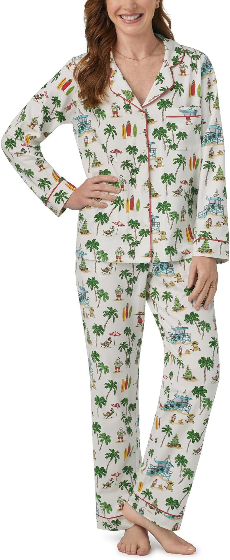 Классический пижамный комплект с длинными рукавами Bedhead PJs, цвет Deck The Palms женские двусторонние плавки beyond the palms tropic цвет черный размер m