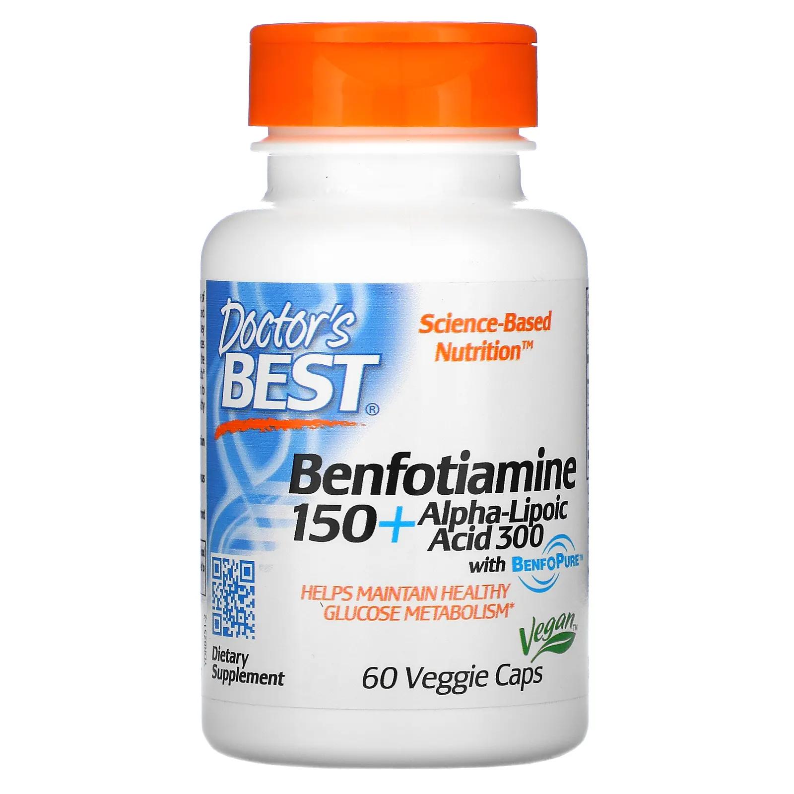 Doctor's Best Benfotiamine 150 + Alpha-Lipoic Acid 300 with BenfoPure 60 Veggie Caps