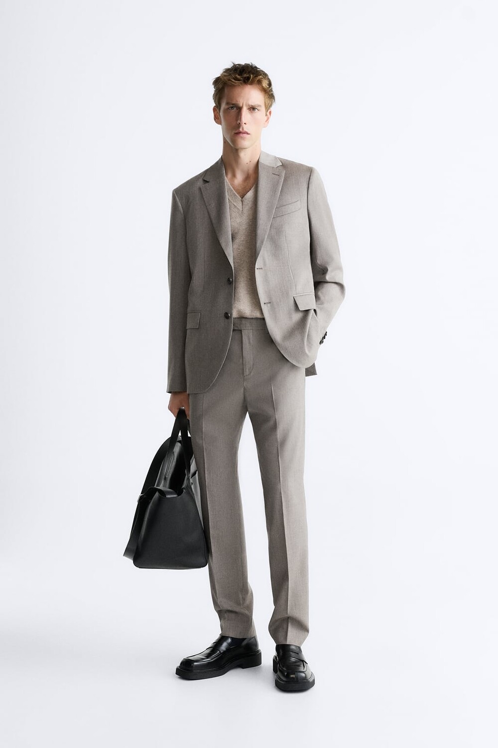 

Брюки из 100% шерсти ZARA, норковый