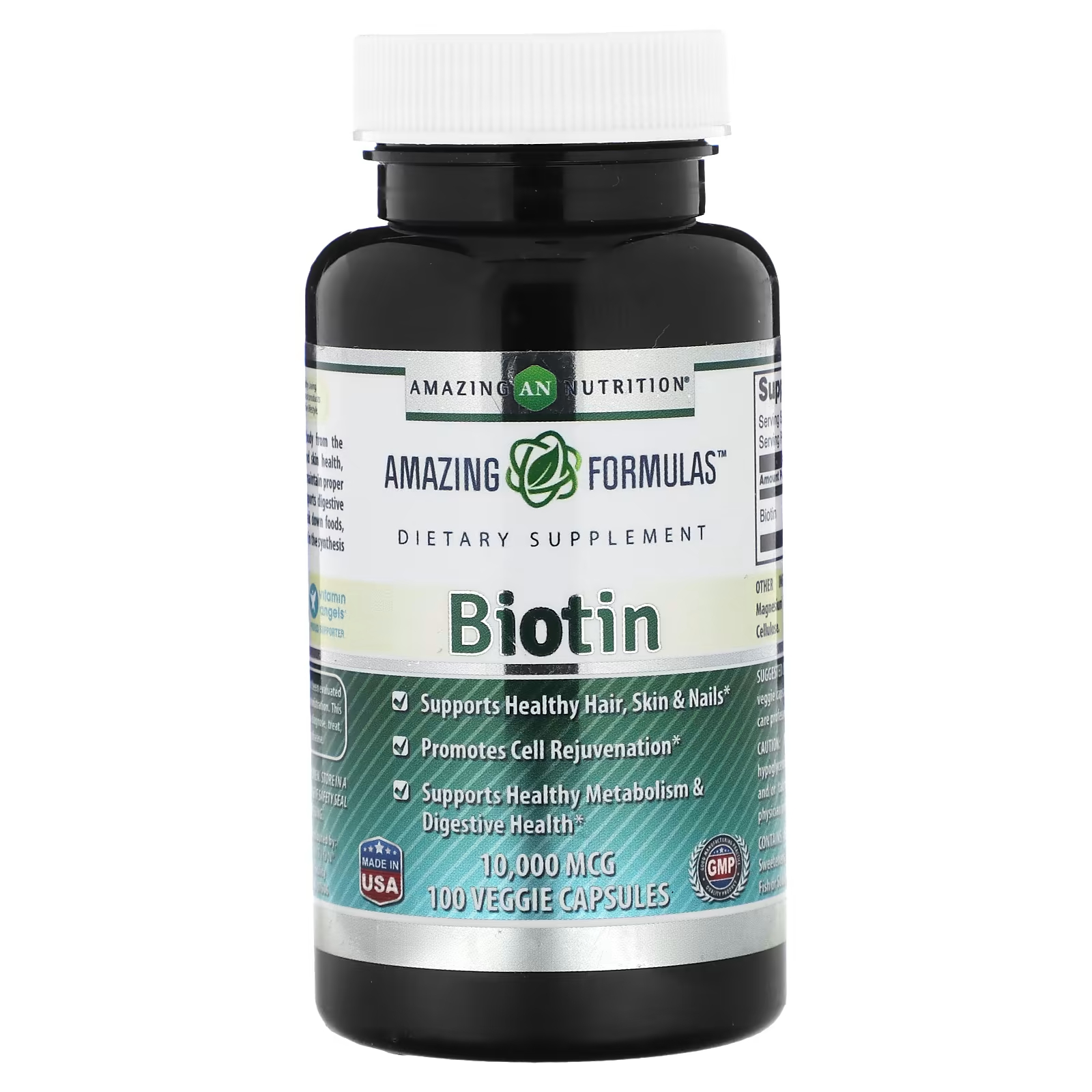Пищевая добавка Amazing Nutrition Биотин, 100 капсул amazing nutrition amazing gummies биотин клубника 120 жевательных таблеток