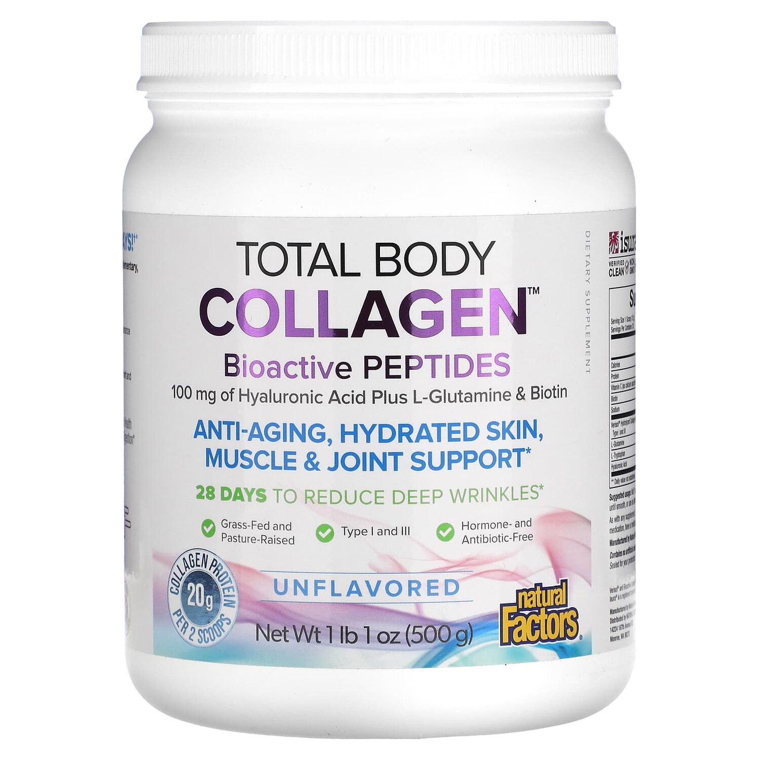 

Total Body Collagen, биоактивные пептиды, без добавок, 500 г (1 фунт 1 унция), Natural Factors