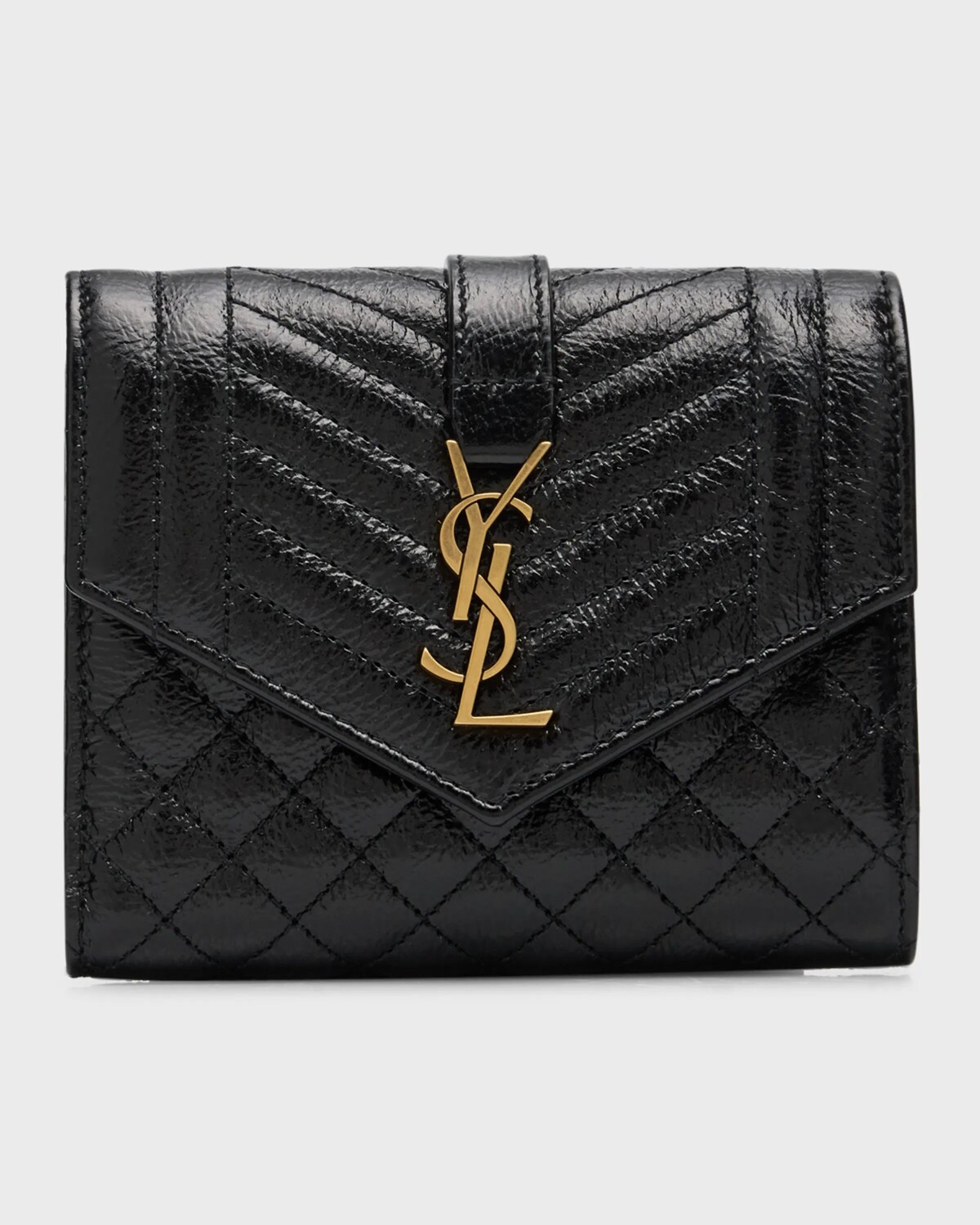 

Стеганый кожаный кошелек YSL Trifold Saint Laurent, цвет Black