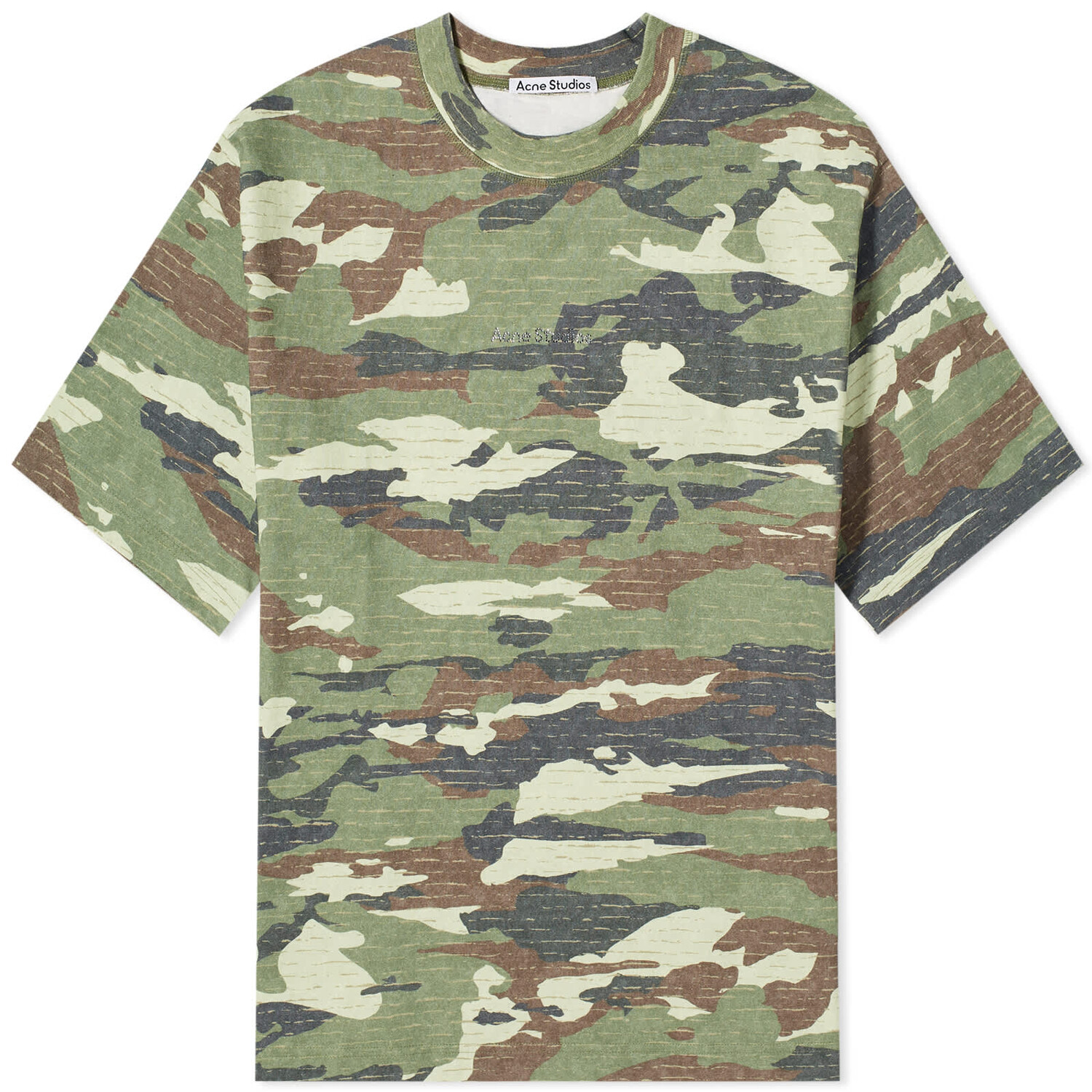 

Футболка Acne Studios Extorr Stamp Archipelago, цвет Khaki Green