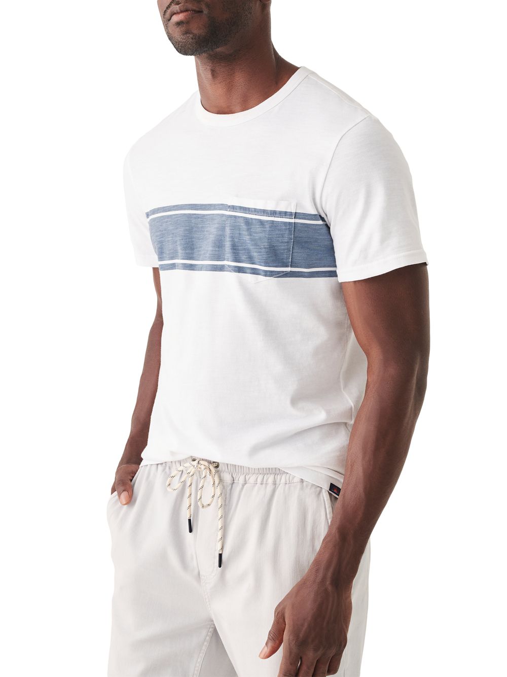 цена Полосатая футболка Surf Sunwashed Faherty Brand, белый