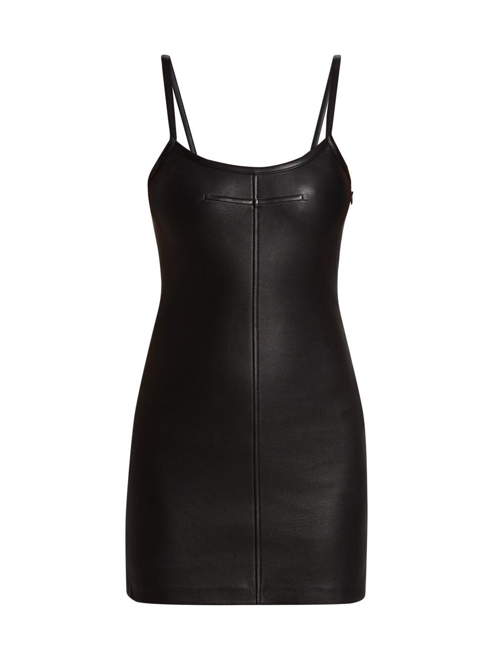 

Кожаное мини-платье без рукавов Alexander Wang, черный