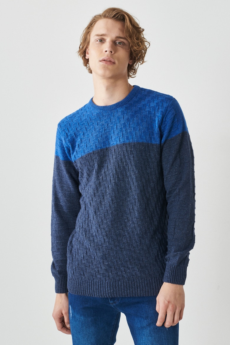 Шерстяной свитер с овальным вырезом Ac&Co, синий свитер с овальным вырезом ac