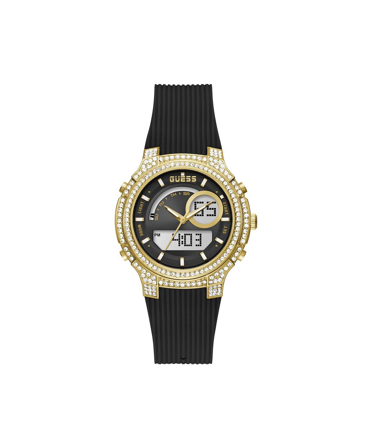

Цифровые часы унисекс, черный силиконовый ремешок, 40 мм GUESS, черный