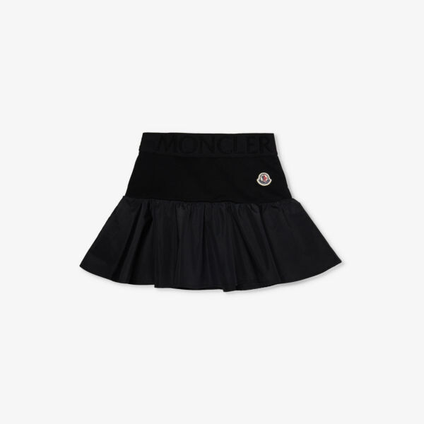 

Мини-юбка плиссе из хлопкового джерси с фирменной нашивкой 4-14 лет Moncler, черный