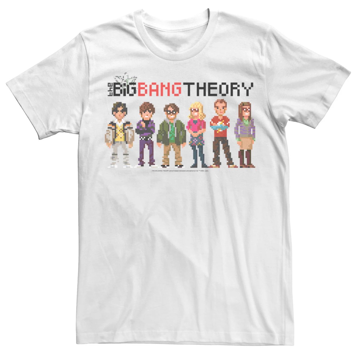 

Мужская футболка с пикселями «Теория большого взрыва» Group Shot Licensed Character