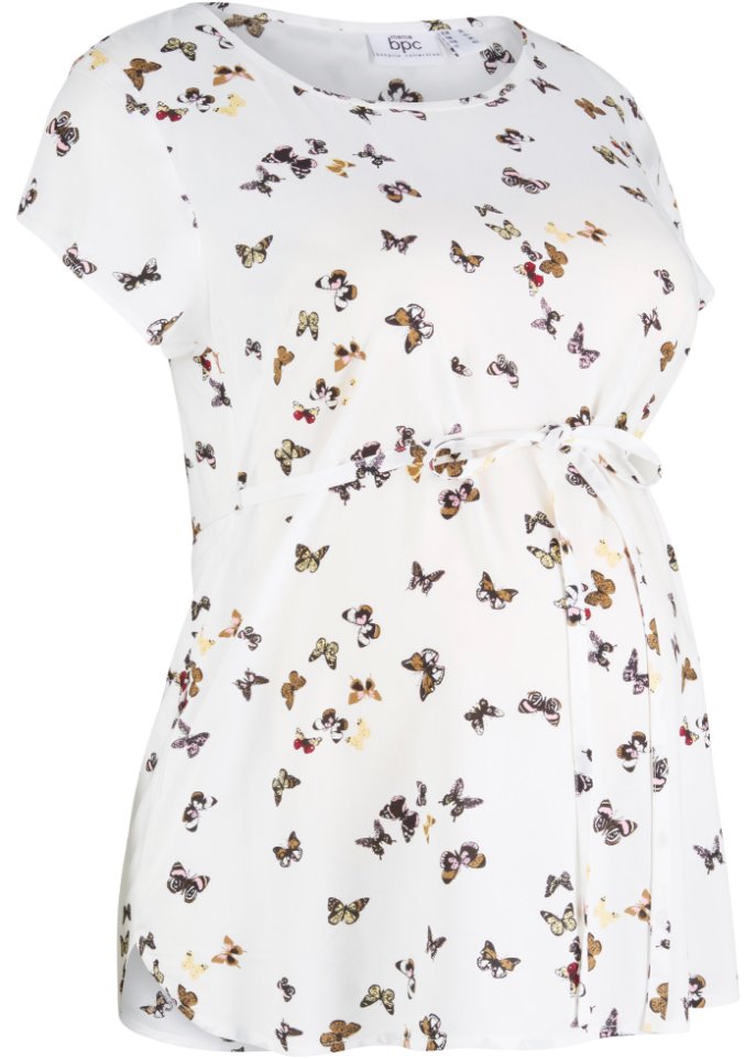 Блузка для беременных с принтом и завязкой Bpc Bonprix Collection, белый