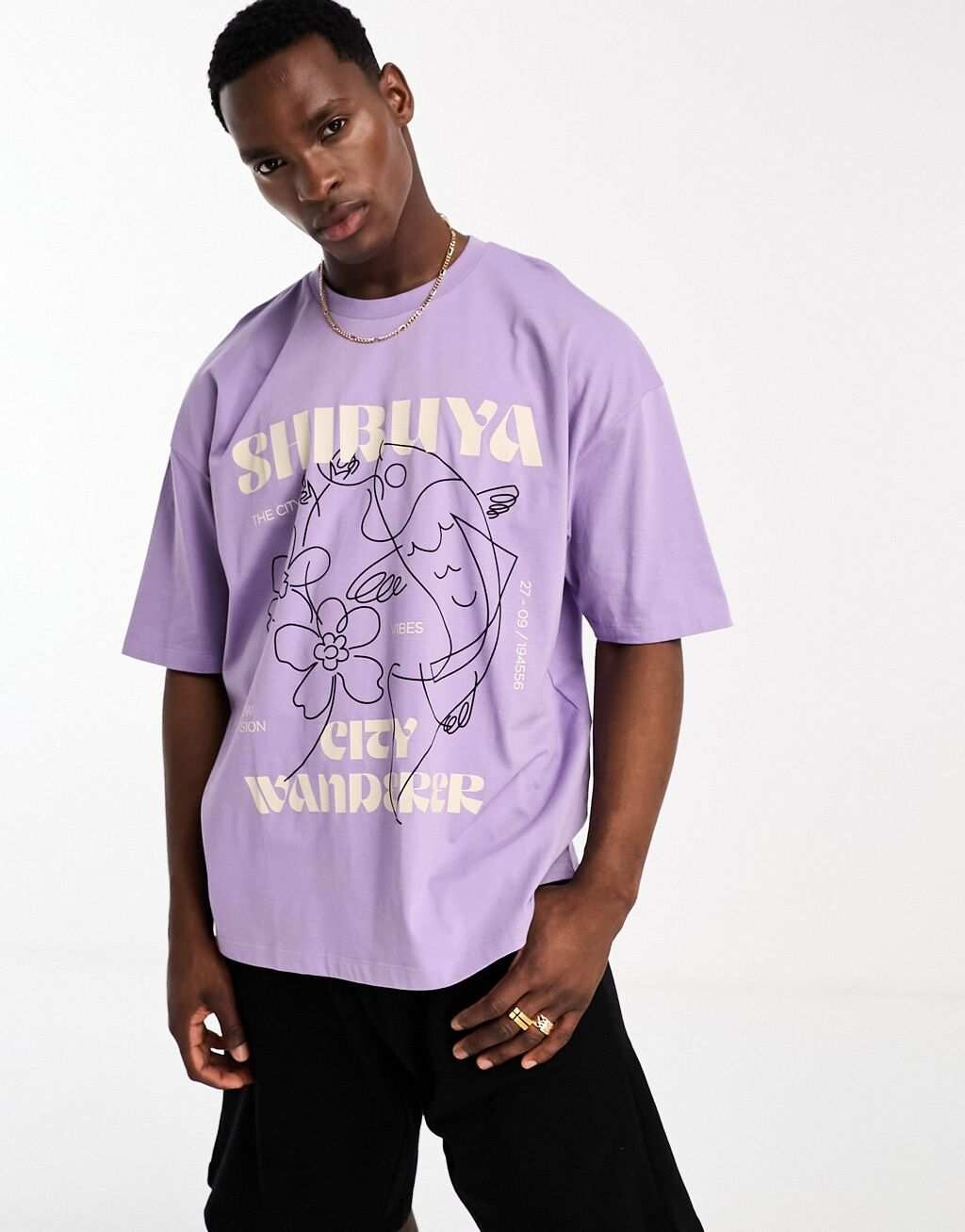 

Фиолетовая оверсайз-футболка ASOS DESIGN с принтом «рыба» спереди, Фиолетовый