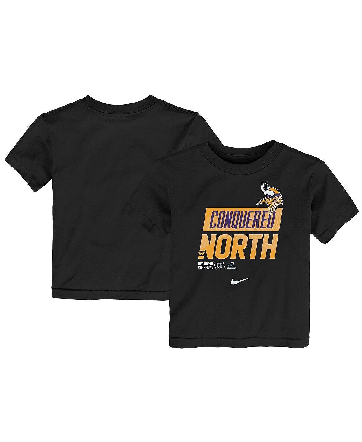 

Черная футболка для мальчиков и девочек Minnesota Vikings 2022 NFC North Division Champions, коллекция трофеев в раздевалке Nike