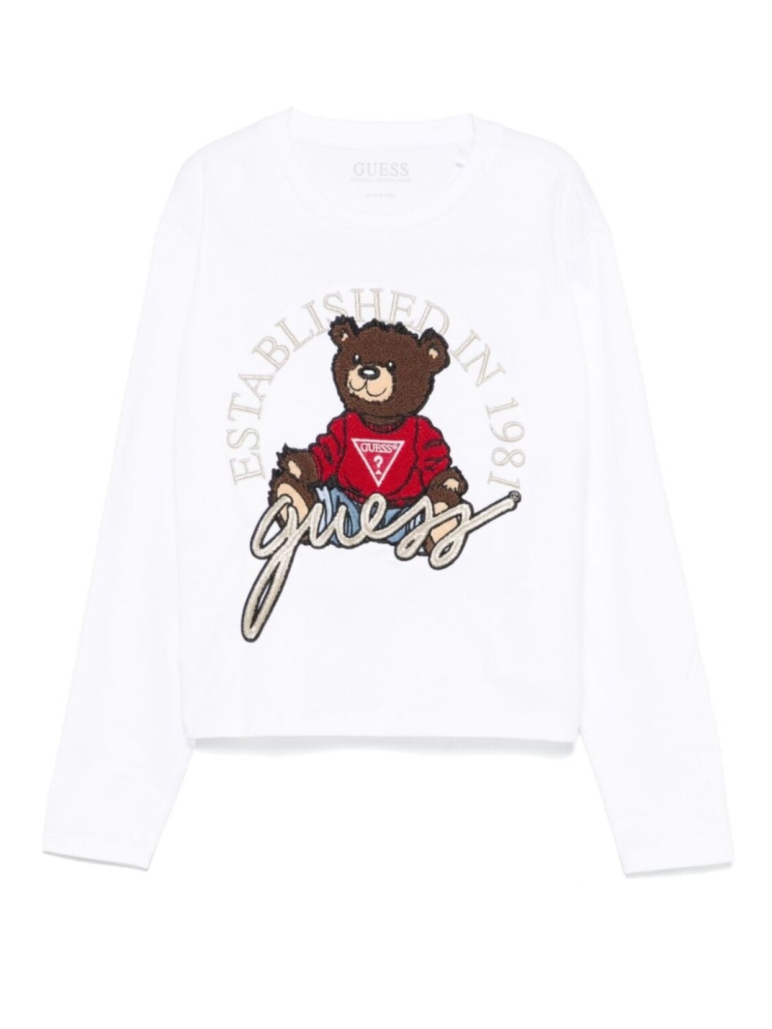 

Футболка с аппликацией в виде медведя для детей Guess Kids, белый