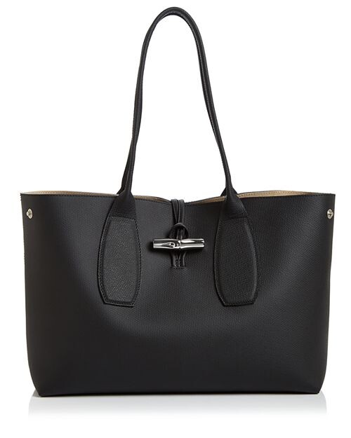 

Кожаная сумка-тоут среднего размера Roseau Longchamp, цвет Black