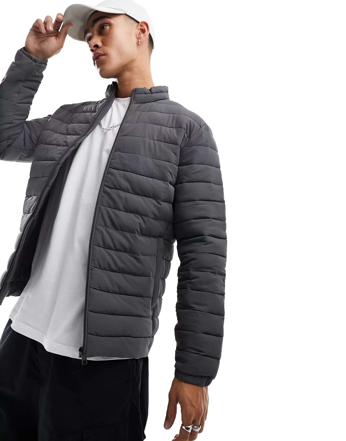 

Матовая темно-серая дутая куртка Jack & Jones Essentials, Серый