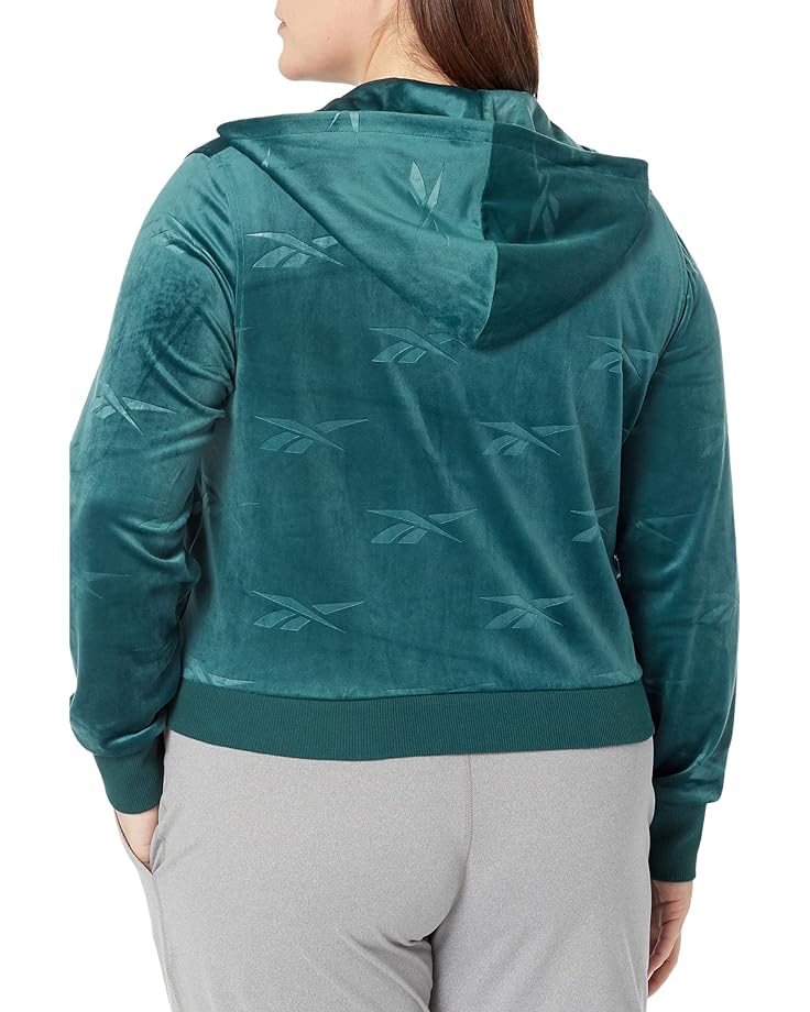 Толстовка Reebok Plus Size Classics Velour Shrunken Zip-Up Sweatshirt, цвет Forest Green