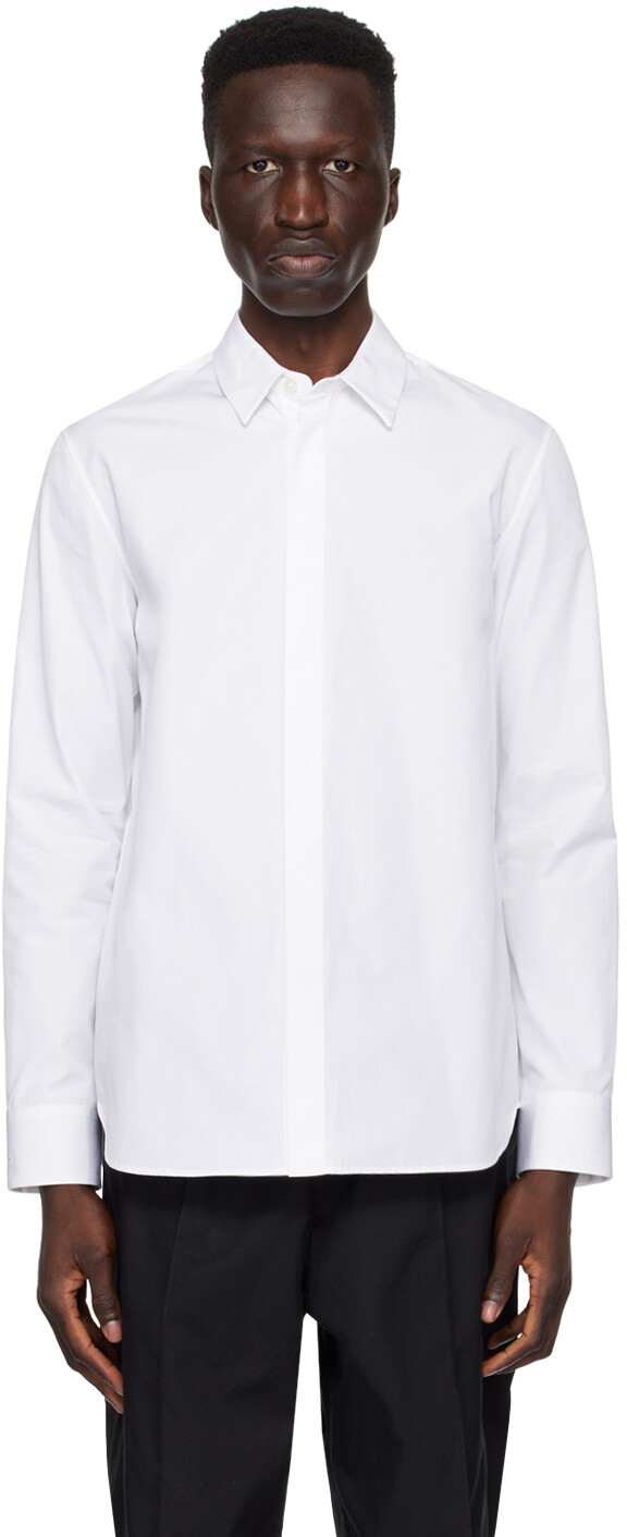

Белая рубашка с раздвинутым воротником Jil Sander, цвет White