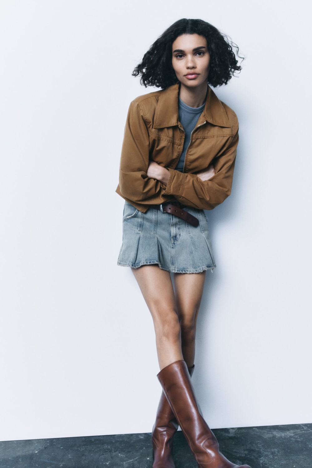 

Куртка из вощеного хлопка Zara, браун, Коричневый