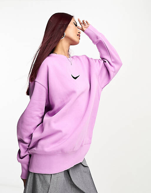 

Флисовый свитшот миди с галочкой Nike цвета фуксии