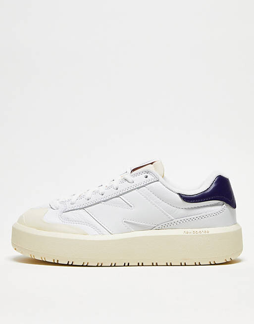 

Белые и темно-синие кроссовки на платформе New Balance CT302