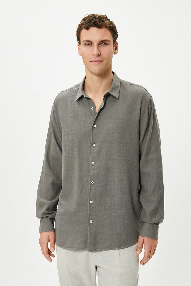 Хлопковая рубашка стандартного кроя Koton, серый