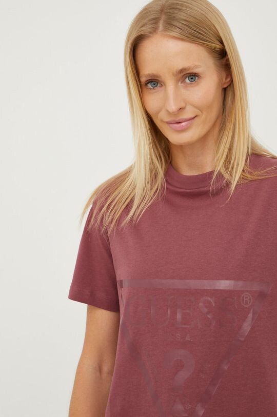 

Хлопковая футболка Guess, розовый