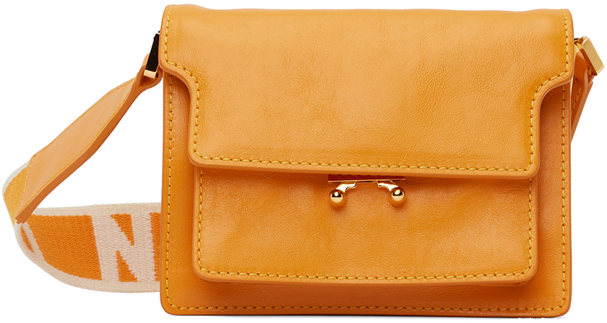 Оранжевая мягкая мини-сумка Trunk Marni