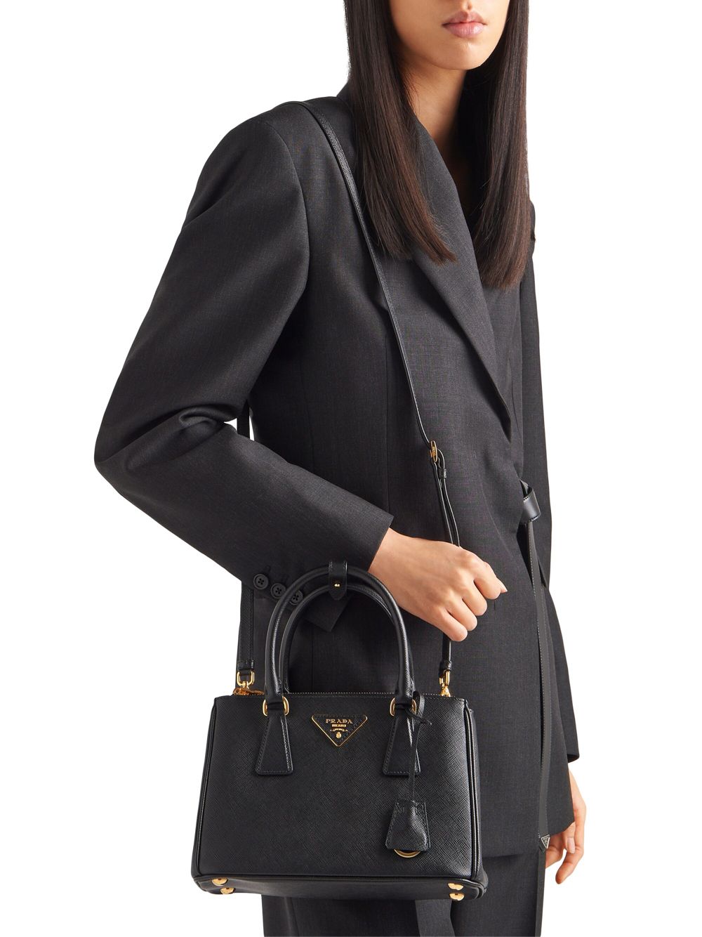 Сумка Prada Small Galleria Saffiano Leather Bag, черный