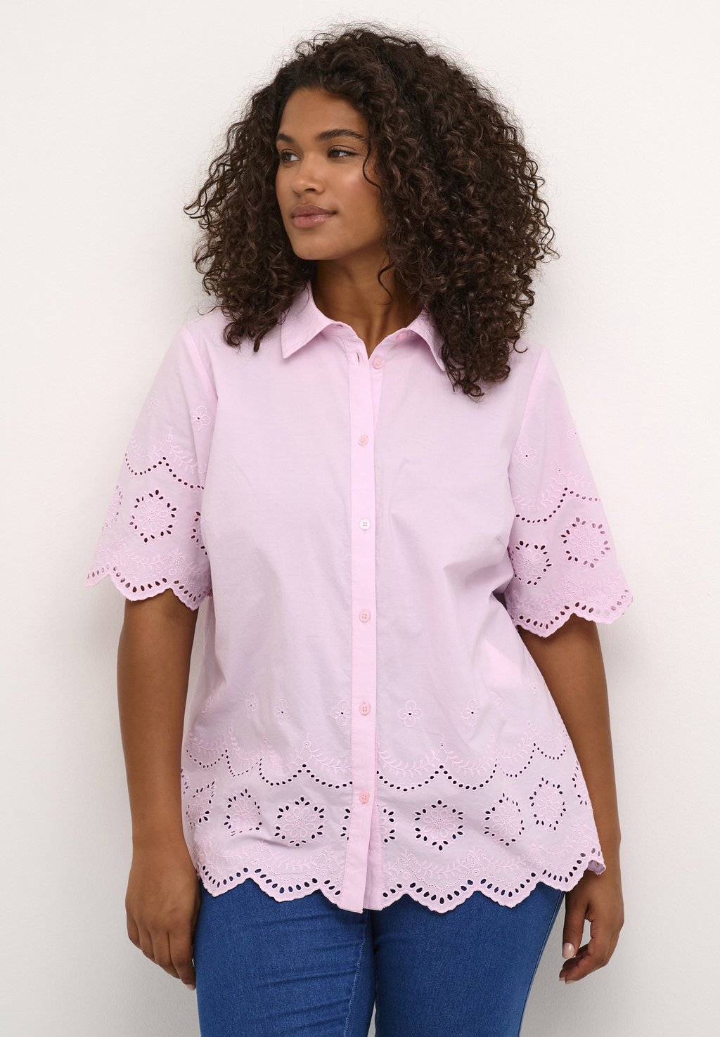 Блузка-рубашка SAMINI Kaffe Curve, цвет pink mist