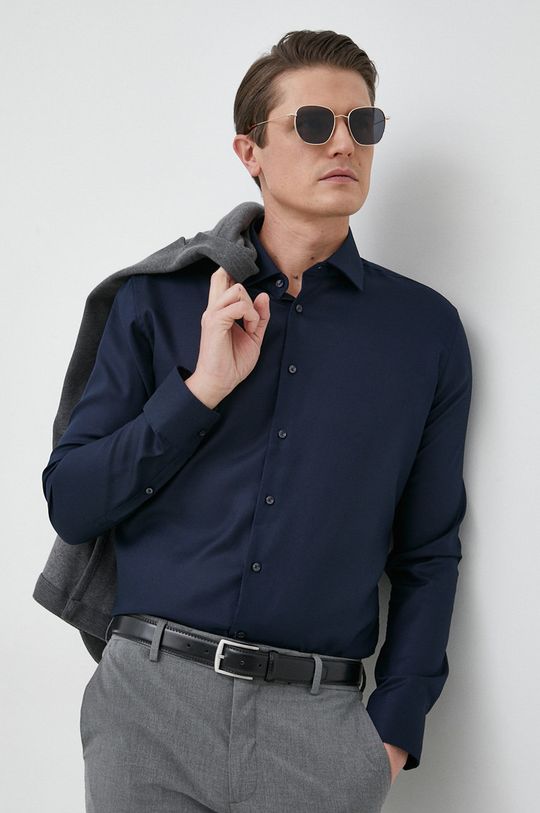Рубашка X-Slim из хлопка Seidensticker, темно-синий цена и фото