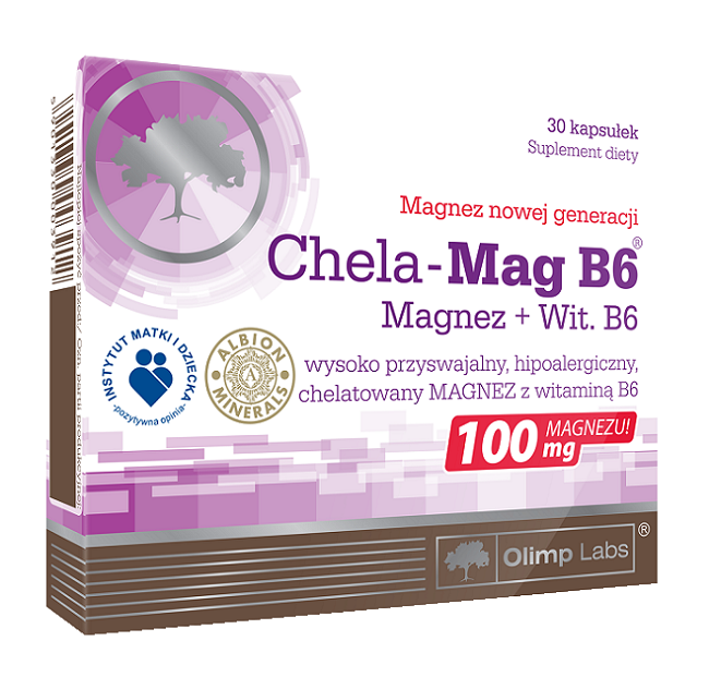 Магний в капсулах Olimp Chela-Mag B6, 30 шт капсулы от судорог с магнием и калием olimp chela mag b6 skurcz 60 шт