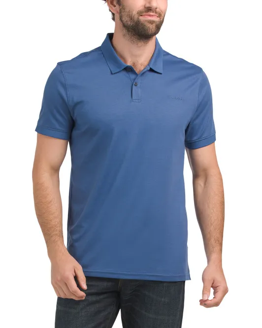 

Однотонное жидкое поло с короткими рукавами Calvin Klein, цвет True Navy