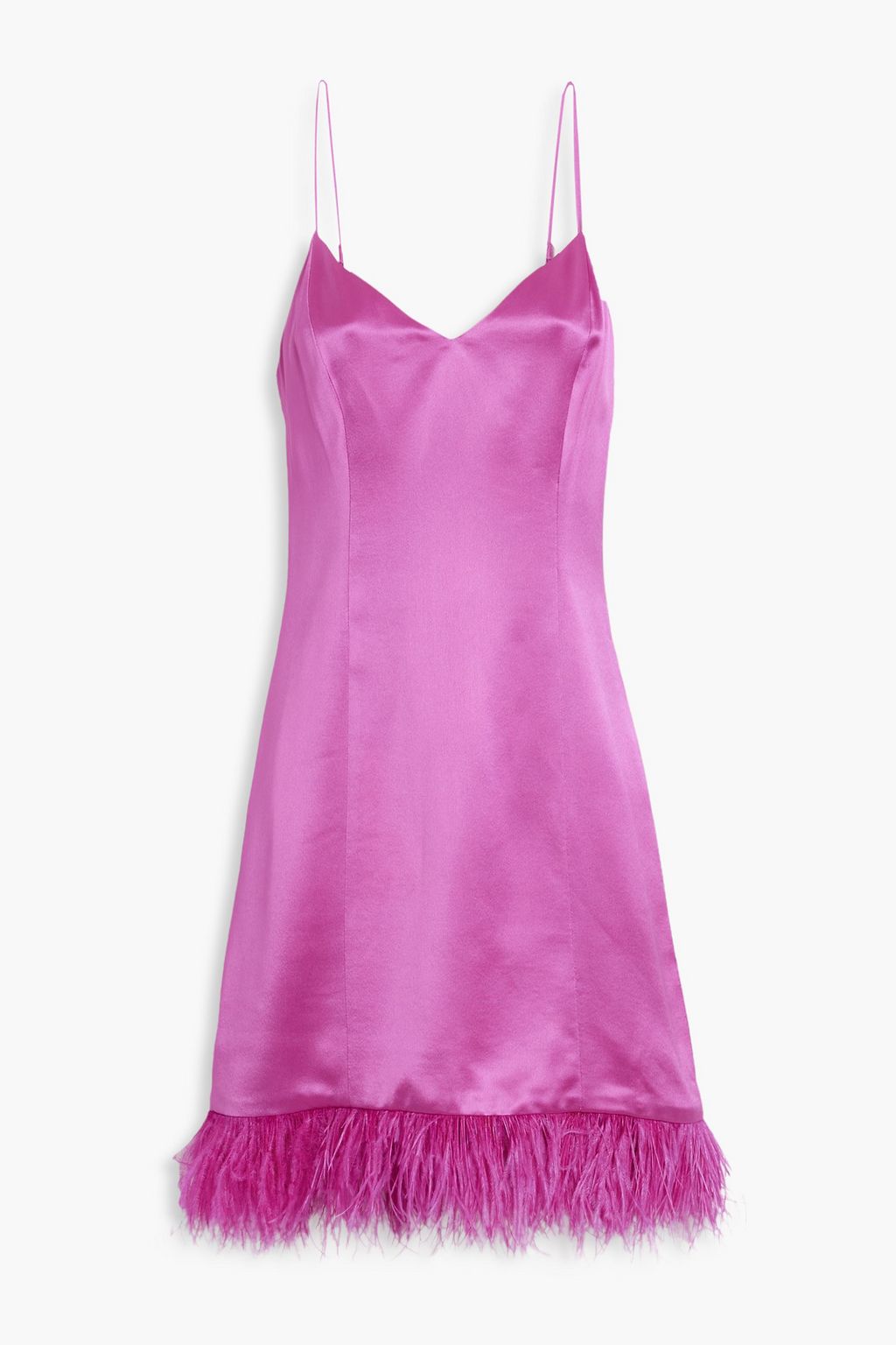 Атласное платье мини Roxanne с перьями CAMI NYC, пурпурный