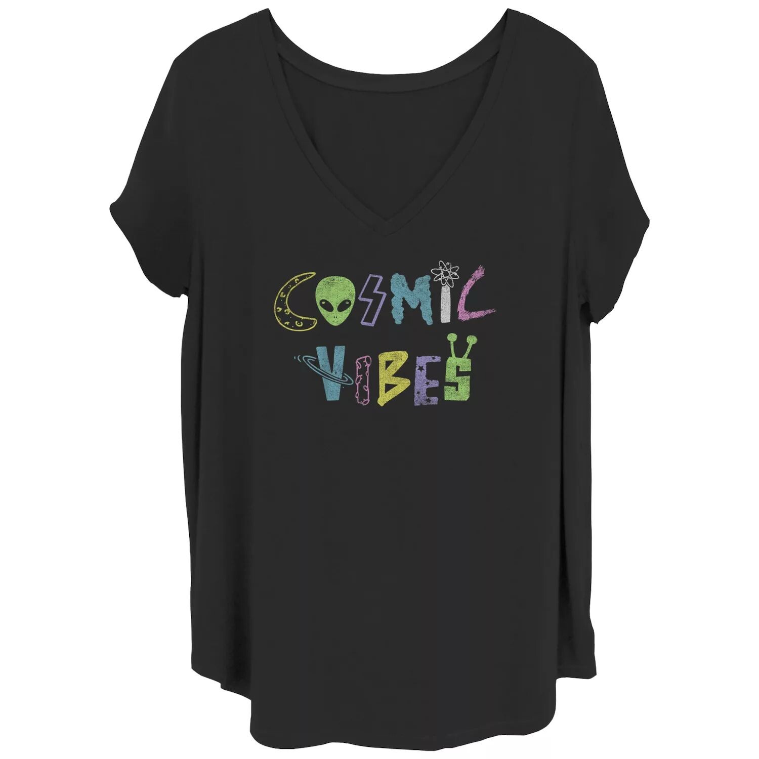 

Футболка с рисунком Juniors' Plus Alien Cosmic Vibes Licensed Character