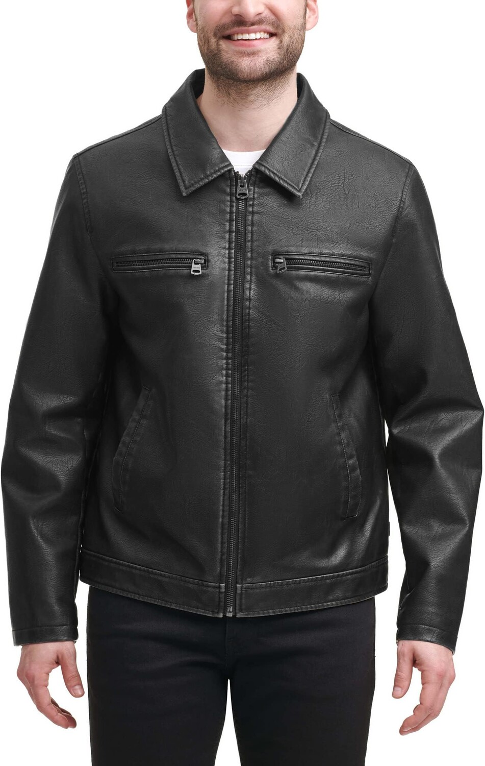 

Куртка Faux Leather Jacket w/ Laydown Collar Levi's, черный
