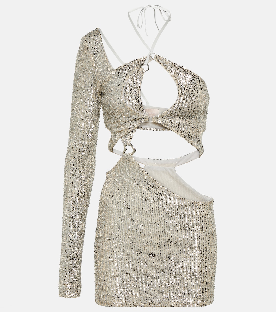 Мини-платье banu с вырезом и пайетками Roberta Einer, серебро