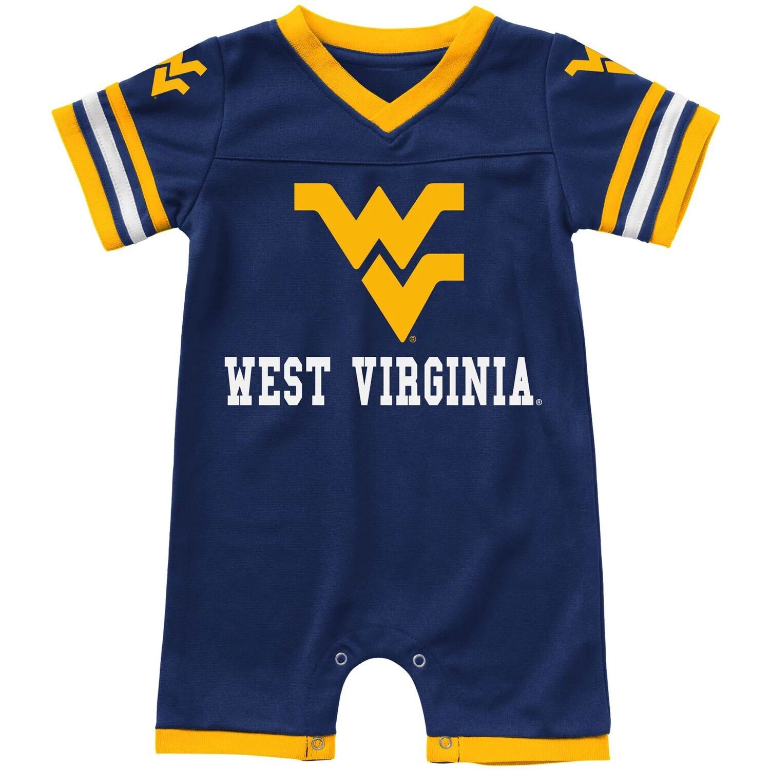 

Комбинезон Colosseum Navy West Virginia Mountaineers Bumpo Football Logo для новорожденных и младенцев с логотипом Colosseum