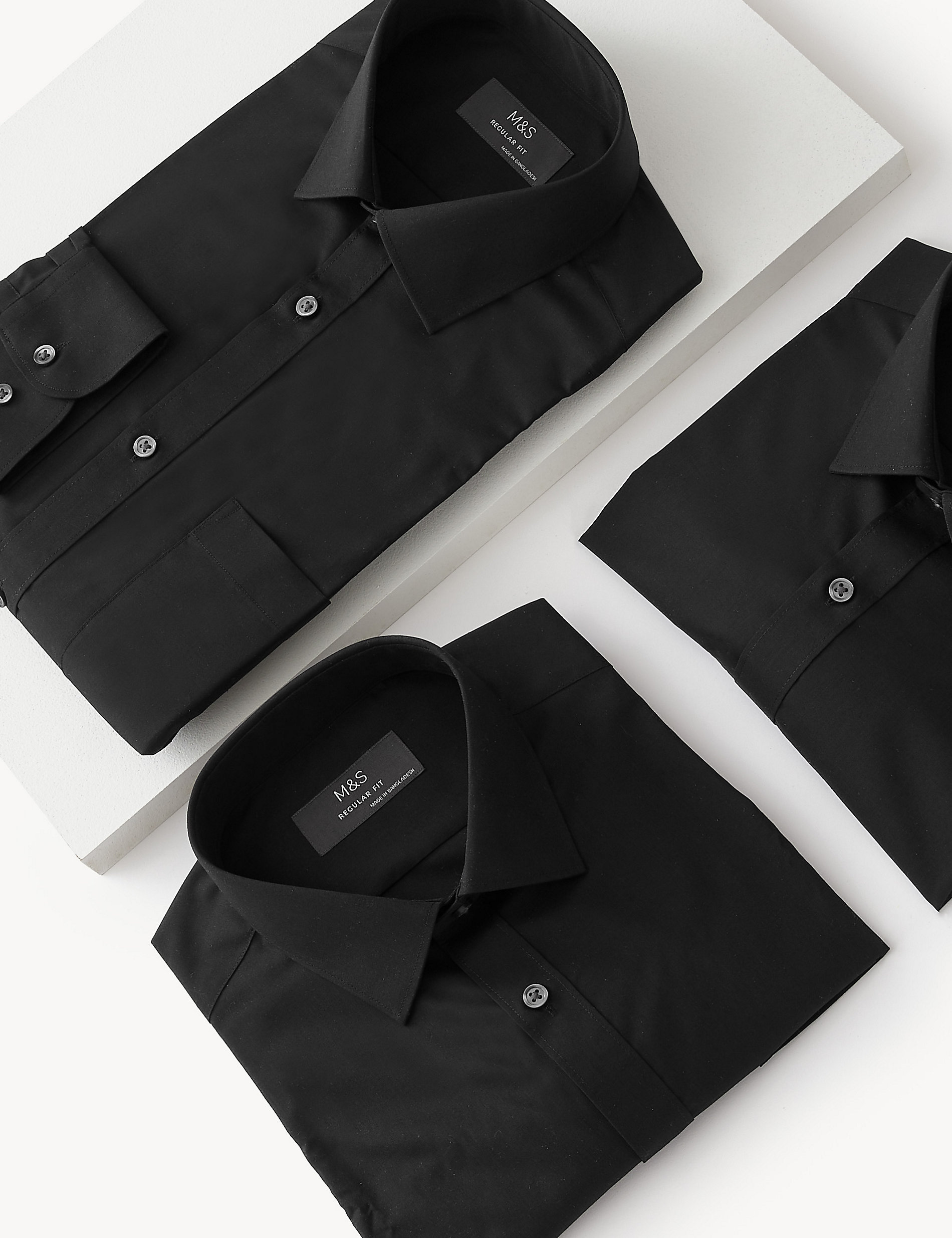 3 шт. рубашек стандартного кроя с длинными рукавами Marks & Spencer, черный