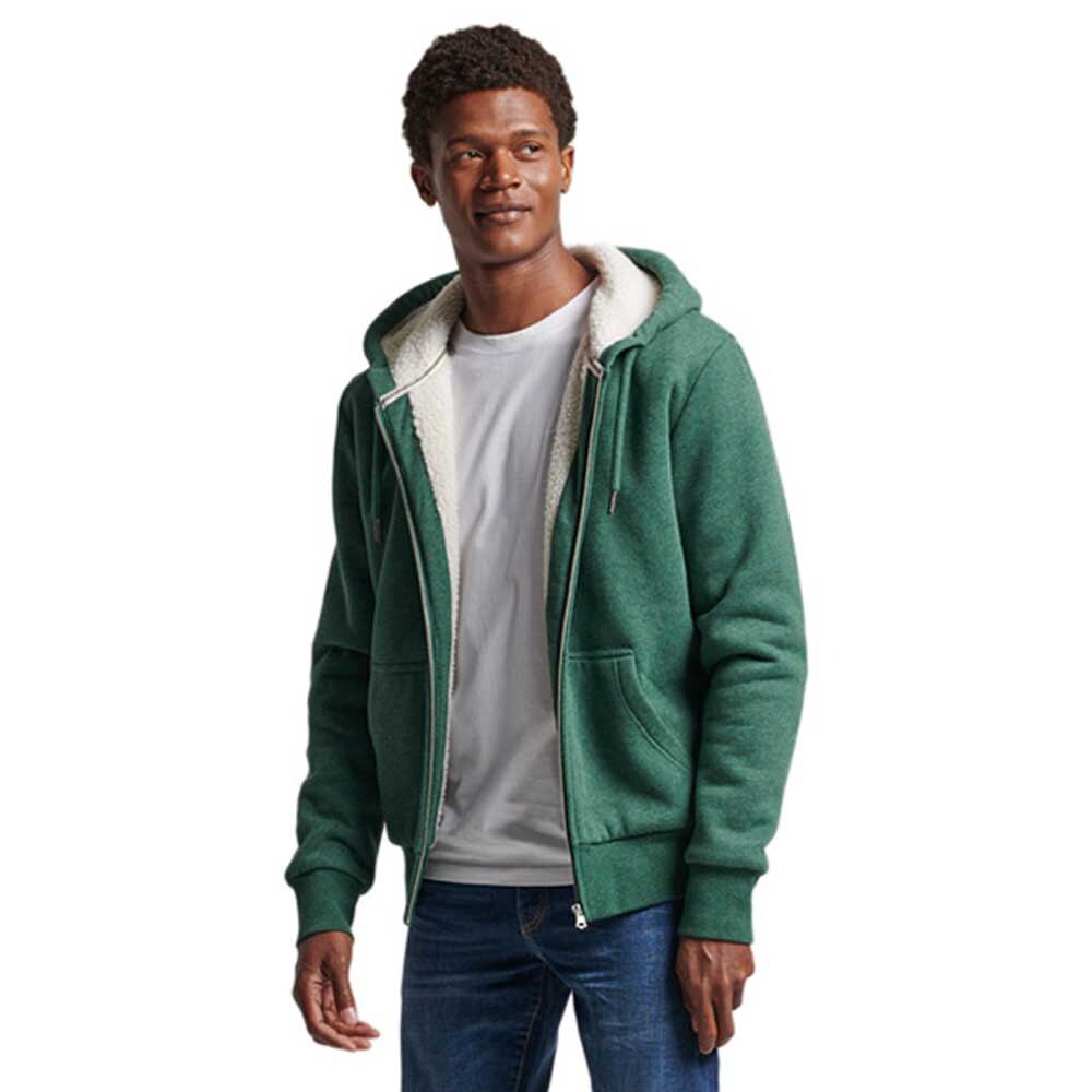 

Толстовка Superdry Borg Lined Hood Full Zip, зеленый