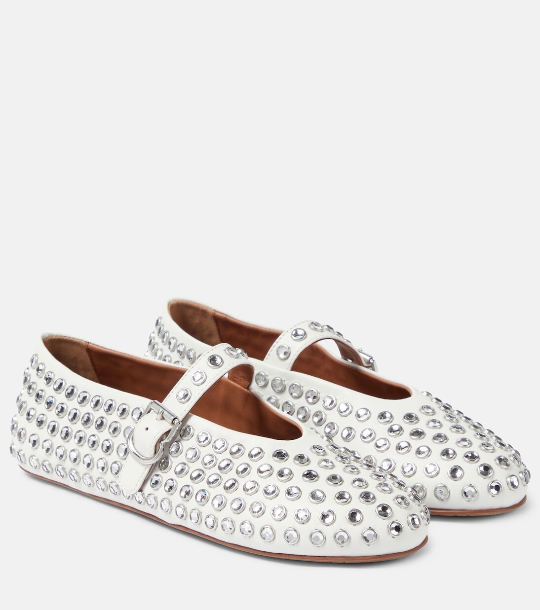 

Кожаные балетки с кристаллами Alaïa, белый